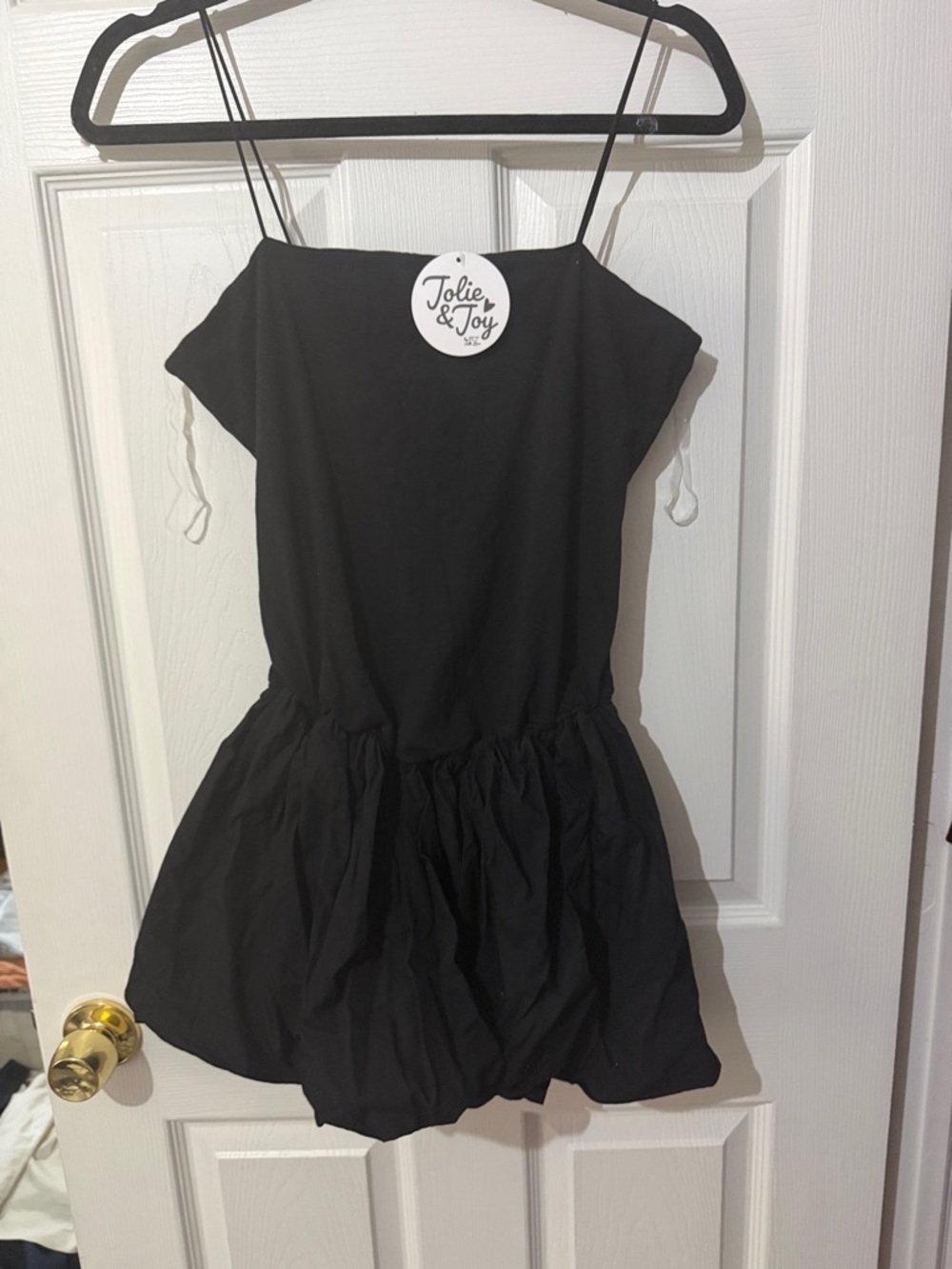 Black Spaghetti Strap Skater Romper